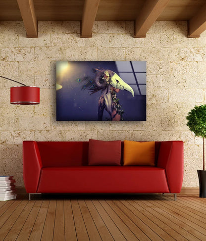 Girl with Bird Skull Mask Acrylic Glass Print Tempered Glass Wall Art 100% Made in Australia Ready to Hang