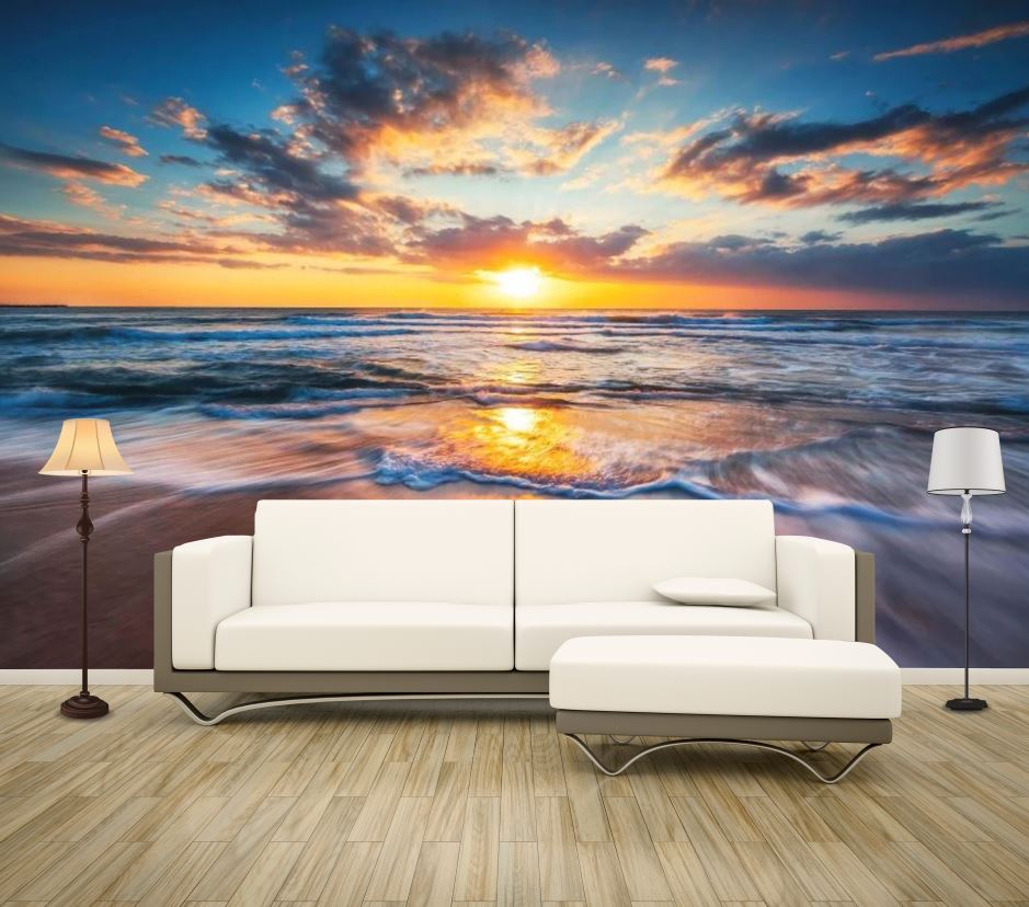 Wallpaper Murals Peel and Stick Removable Stunning Beach at Sunset Photograph High Quality