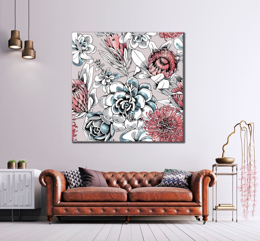 Square Canvas Colourful Floral Art High Quality Print 100% Australian Made