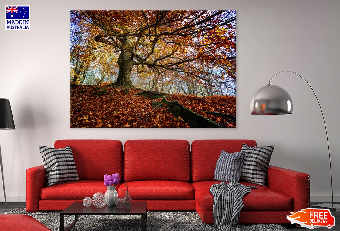 Autumn Oak Tree in Forest View Photograph Print 100% Australian Made