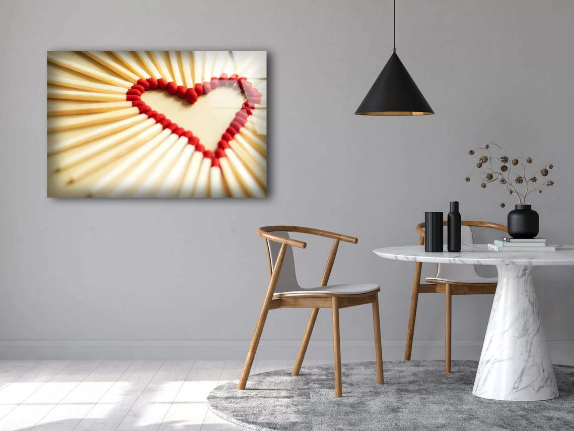 Heart Shaped Match Sticks Photograph Acrylic Glass Print Tempered Glass Wall Art 100% Made in Australia Ready to Hang