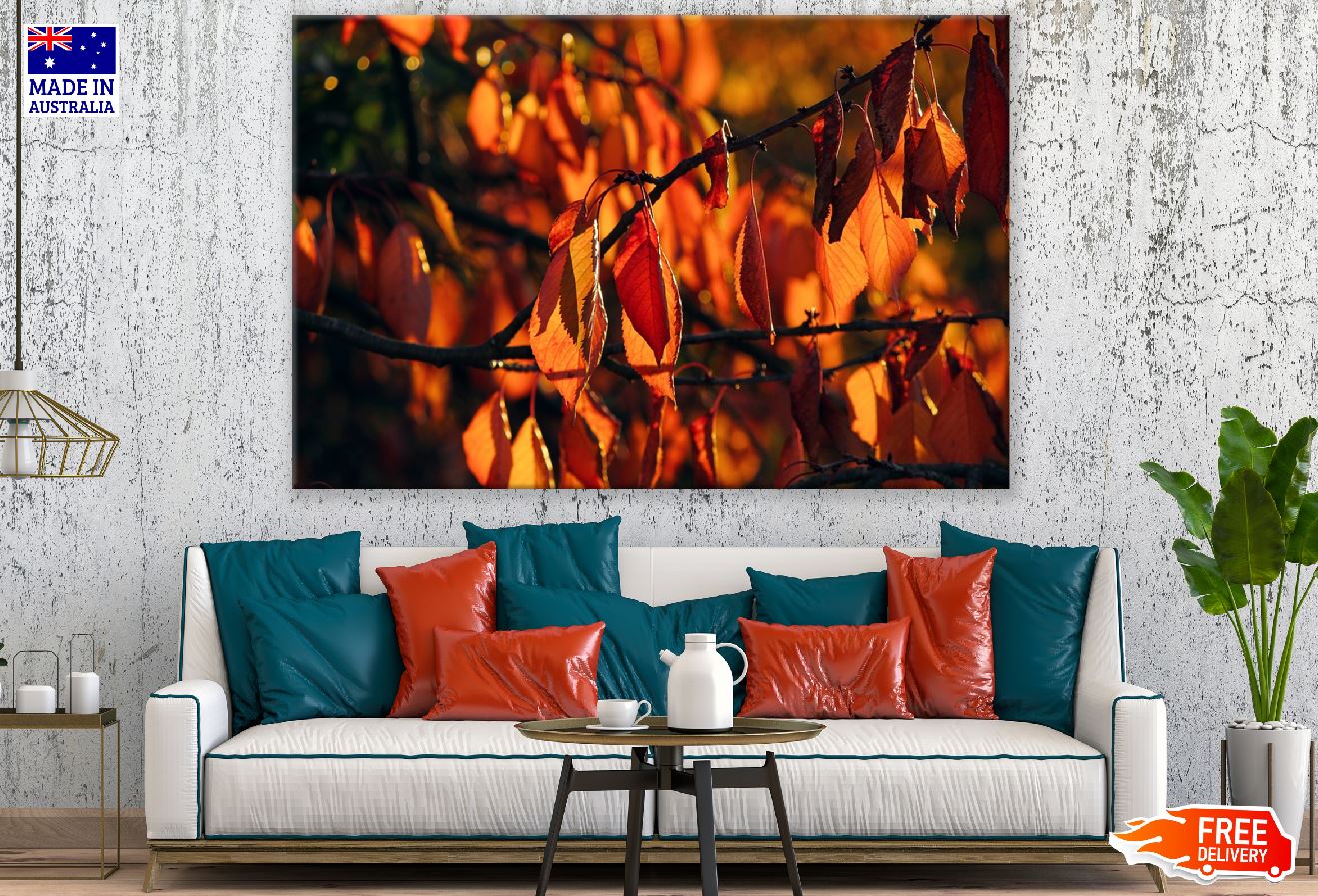 Orange Autumn Tree Leaves Photograph Print 100% Australian Made