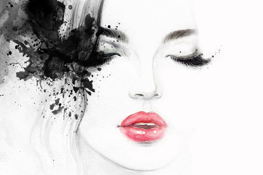 Fashion Woman Face Closeup Watercolor Painting Print 100% Australian Made