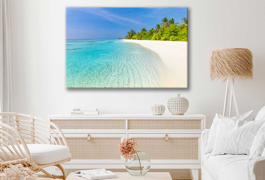 Bella Home Tranquil Beach & Palm Trees View Print Canvas Ready to hang