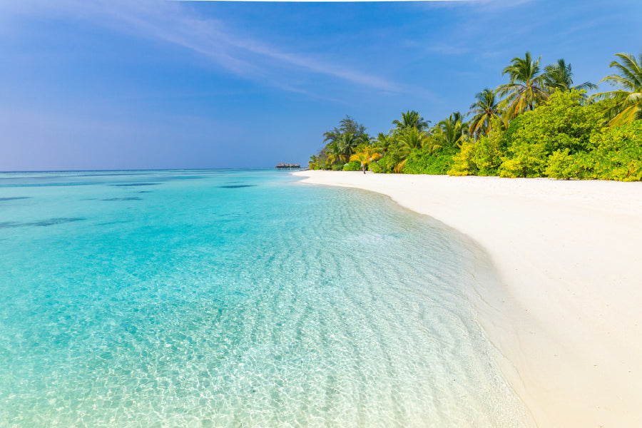 Bella Home Tranquil Beach & Palm Trees View Print Canvas Ready to hang