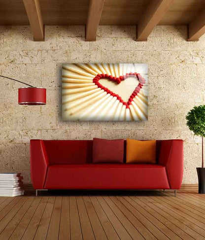 Heart Shaped Match Sticks Photograph Acrylic Glass Print Tempered Glass Wall Art 100% Made in Australia Ready to Hang