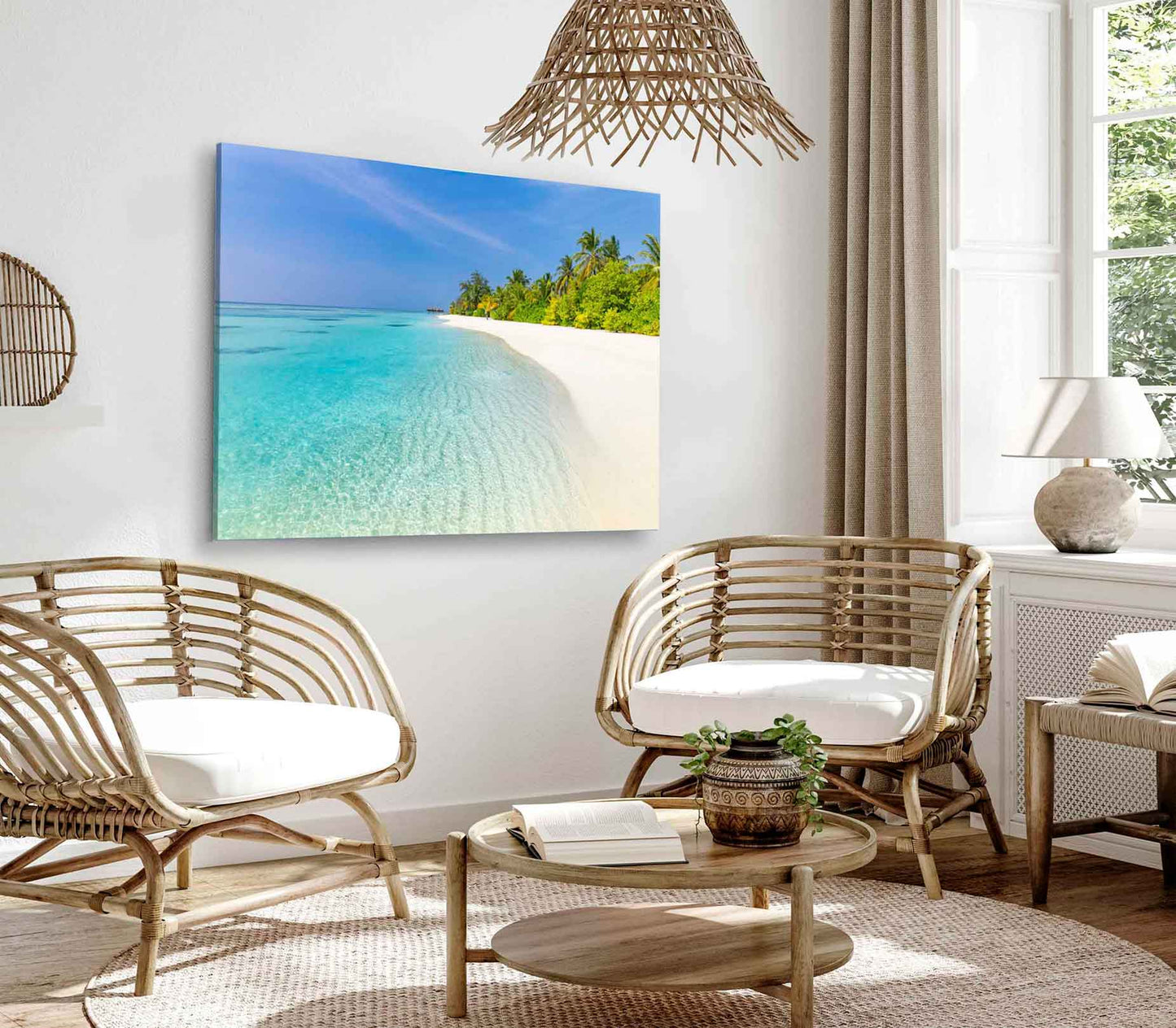 Bella Home Tranquil Beach & Palm Trees View Print Canvas Ready to hang