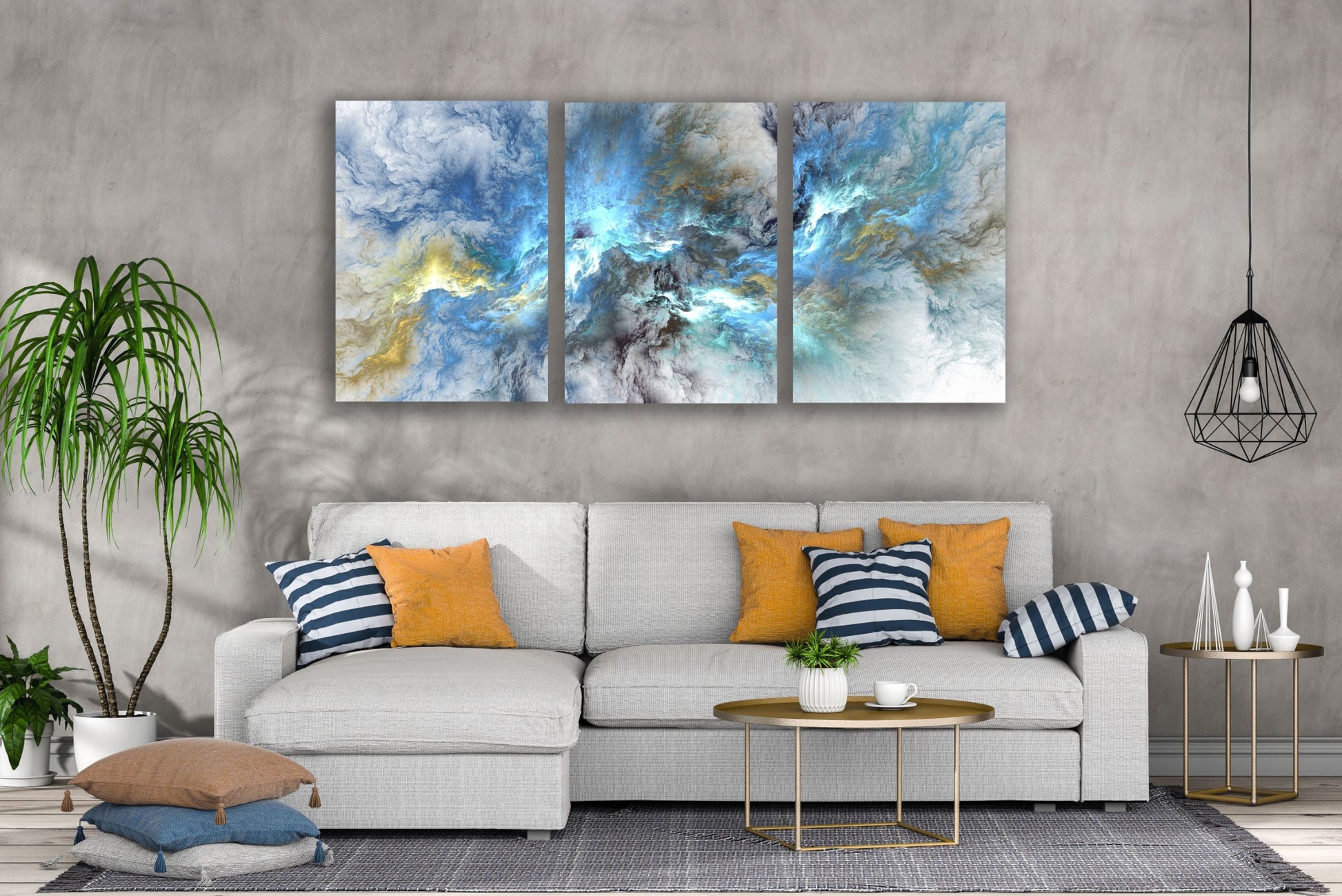 3 Set of Colorful Abstract Cloud Design High Quality Print 100% Australian Made Wall Canvas Ready to Hang