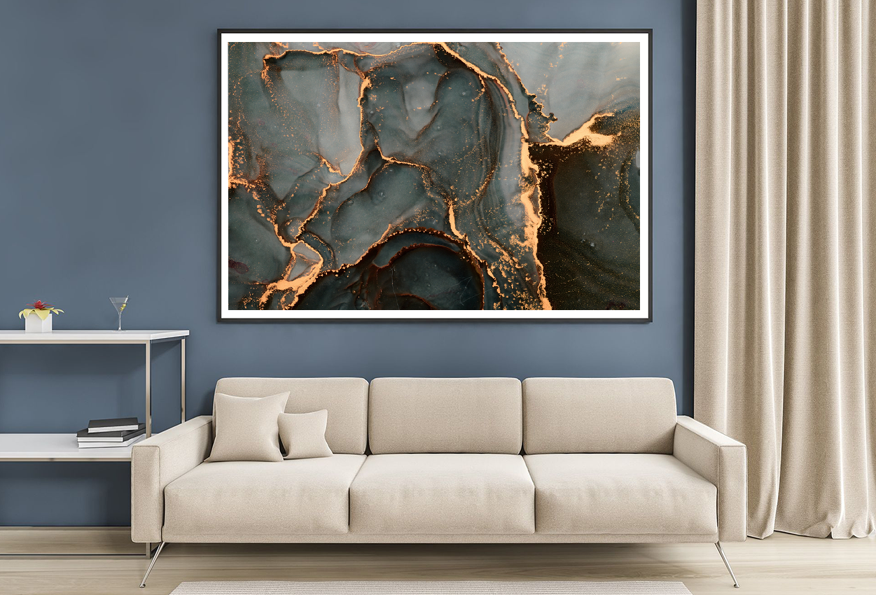 Gray & Gold Abstract Design Home Decor Premium Quality Poster Print Choose Your Sizes