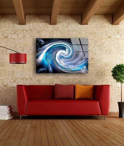 Blue White & Black Abstract Spiral Design Acrylic Glass Print Tempered Glass Wall Art 100% Made in Australia Ready to Hang