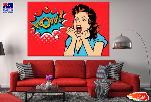 WOW Quote & Surprised Girl Illustration Print 100% Australian Made