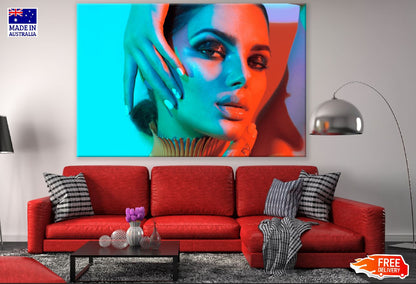 Fashion Girl in Colorful Lights Photograph Print 100% Australian Made