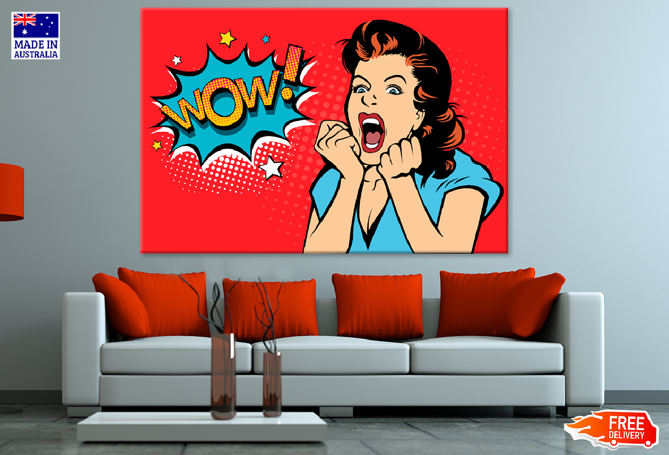 WOW Quote & Surprised Girl Illustration Print 100% Australian Made