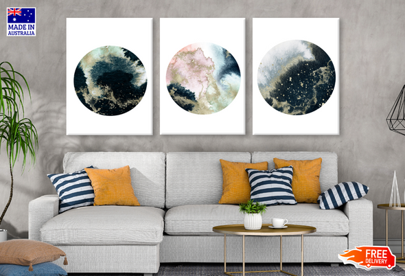 3 Set of Abstract Circle Design High Quality print 100% Australian made wall Canvas ready to hang