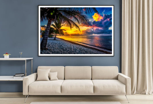 Palm Trees & Sea Sunset Scenery Home Decor Premium Quality Poster Print Choose Your Sizes