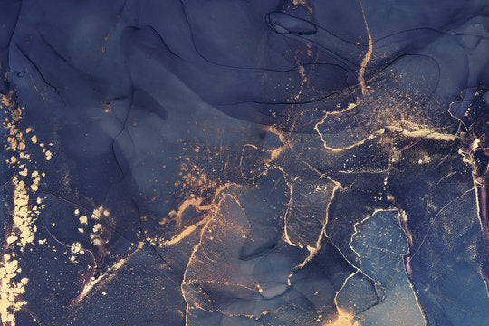 Gold & Blue Abstract Design Print 100% Australian Made