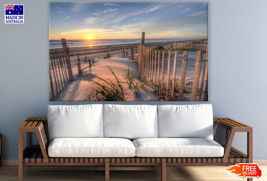 Wooden Path to Sea Sunset View Print 100% Australian Made