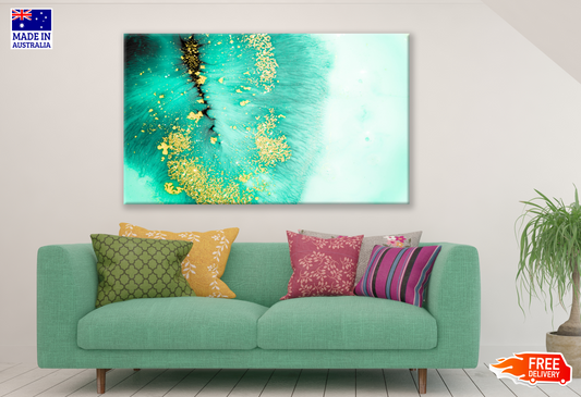 Abstract Green & Gold Visual Art Design Print 100% Australian Made