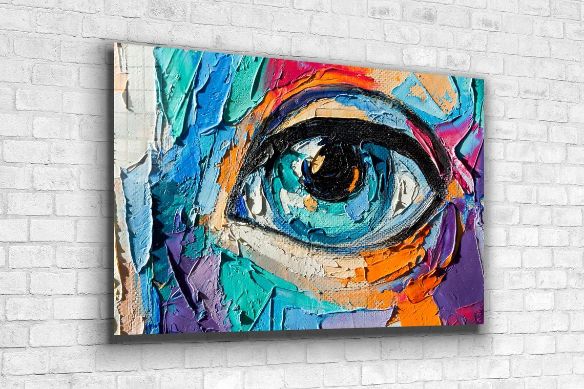 Colorful Eye Painting Print Tempered Glass Wall Art 100% Made in Australia Ready to Hang