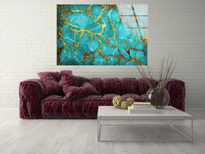 Green & Gold Abstract Design Acrylic Glass Print Tempered Glass Wall Art 100% Made in Australia Ready to Hang