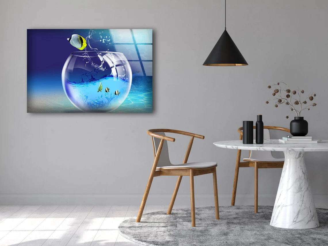 Fish Jumping from Tank Acrylic Glass Print Tempered Glass Wall Art 100% Made in Australia Ready to Hang