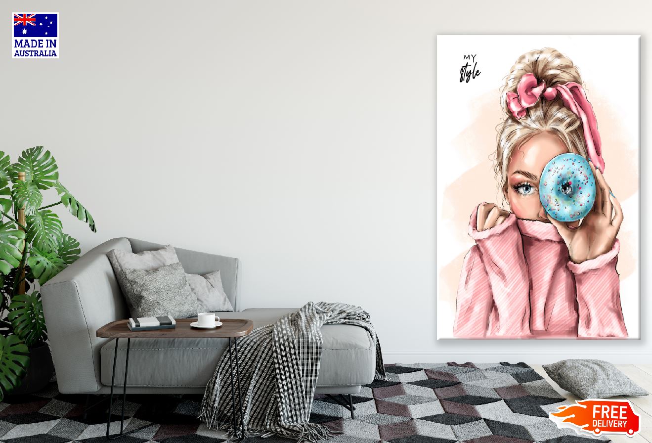 Girl with Doughnut Illustration Print 100% Australian Made