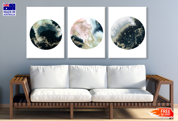 3 Set of Abstract Circle Design High Quality print 100% Australian made wall Canvas ready to hang