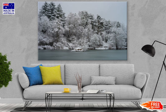 Winter Forest Near Lake View Photograph Print 100% Australian Made