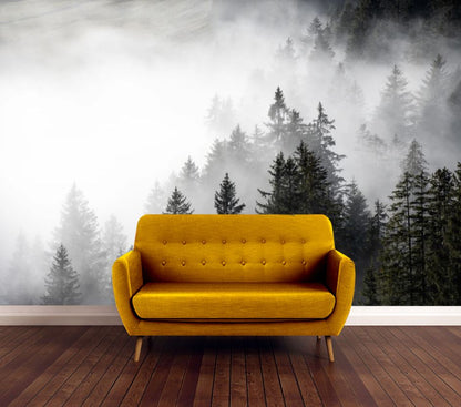 Wallpaper Murals Peel and Stick Removable Misty Forest High Quality