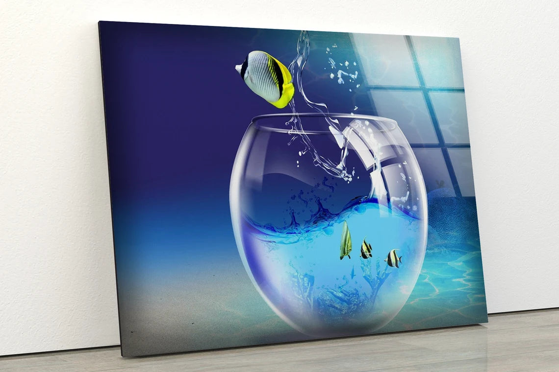 Fish Jumping from Tank Acrylic Glass Print Tempered Glass Wall Art 100% Made in Australia Ready to Hang