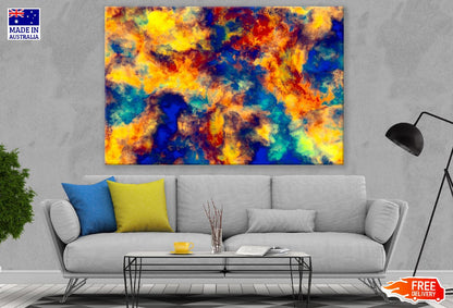 Blue & Yellow Smoke Abstract Design Print 100% Australian Made