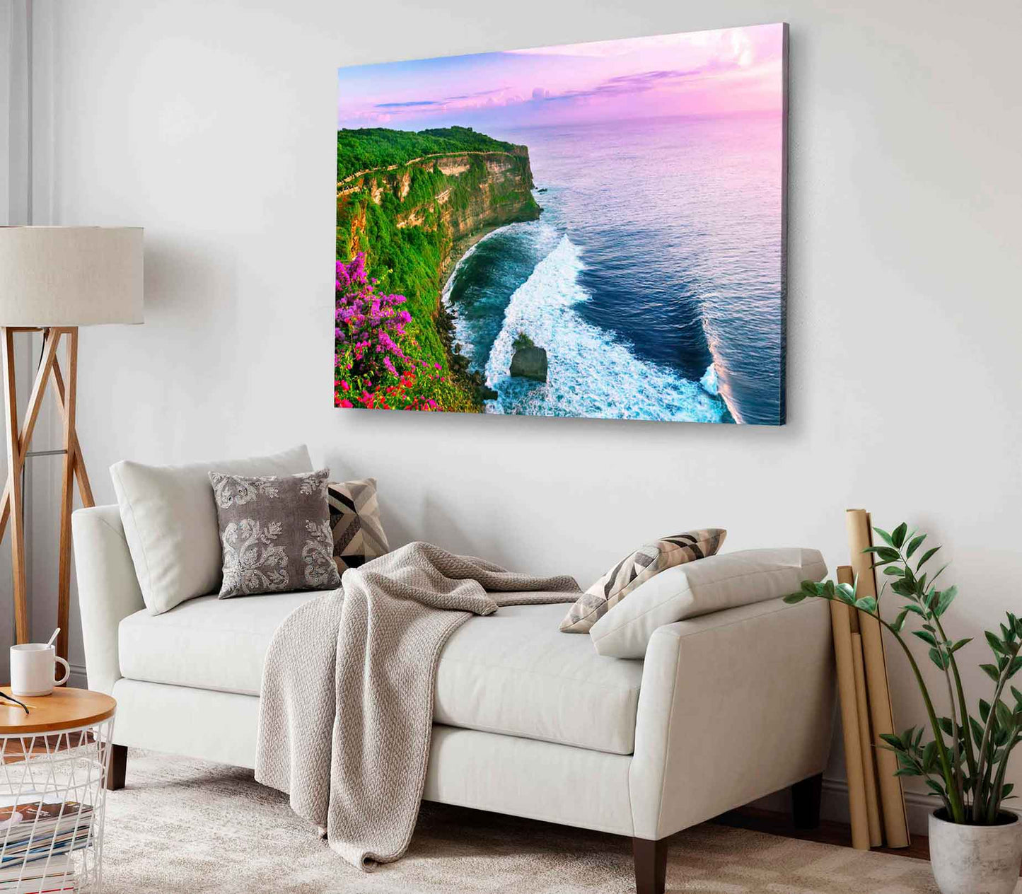 Bella Home Uluwatu Cliff With Flowers Print Canvas Ready to hang