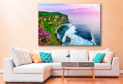 Bella Home Uluwatu Cliff With Flowers Print Canvas Ready to hang