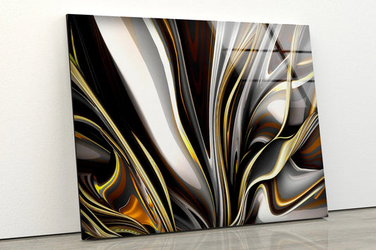 Gold Silver Abstract Fractal Design Acrylic Glass Print Tempered Glass Wall Art 100% Made in Australia Ready to Hang