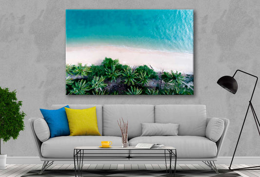 Bella Home Arieal View Palm Trees in Beach Print Canvas Ready to hang