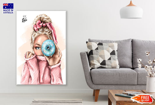 Girl with Doughnut Illustration Print 100% Australian Made