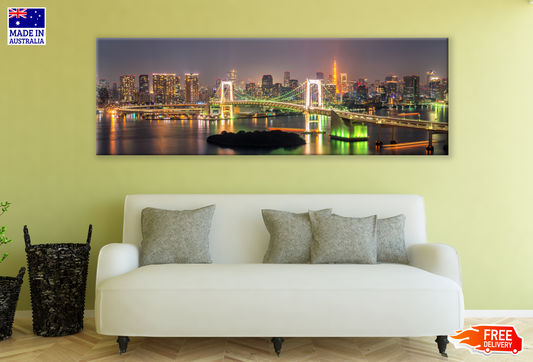 Panoramic Canvas Tokyo Skyline View High Quality 100% Australian made wall Canvas Print ready to hang