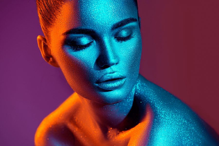 Woman with Glitter Vivid Neon Makeup Photograph Print 100% Australian Made