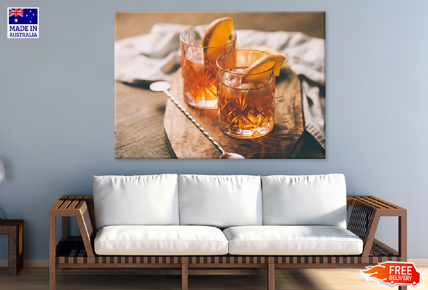Two Glasses Cocktail with Orange Photograph Print 100% Australian Made