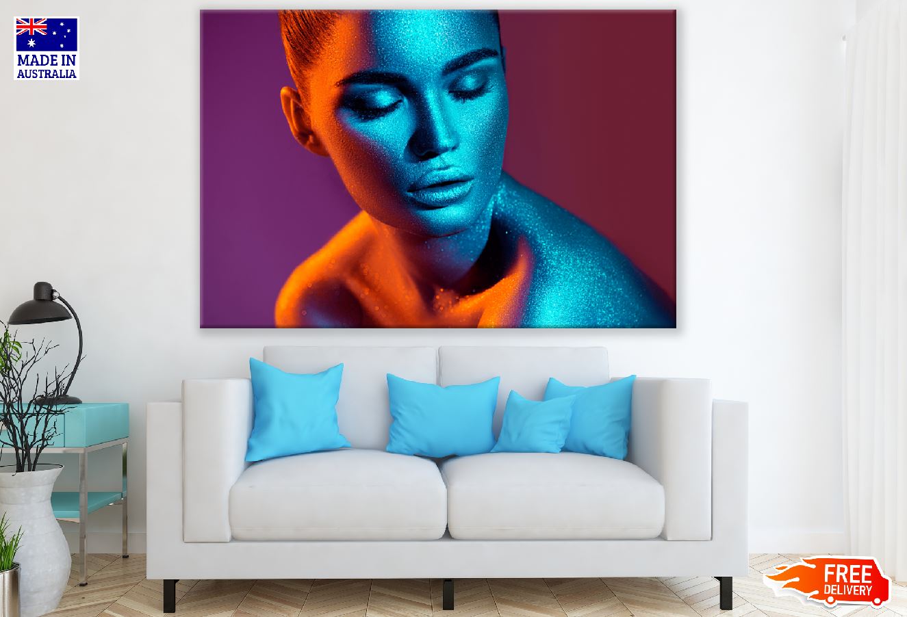 Woman with Glitter Vivid Neon Makeup Photograph Print 100% Australian Made