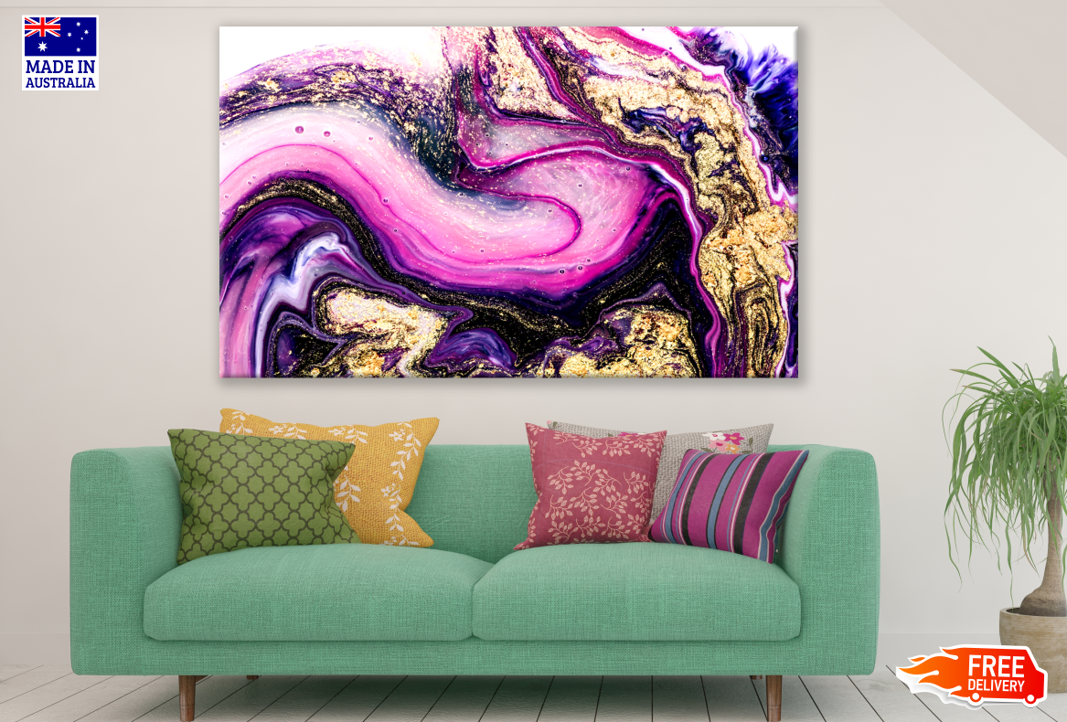 Abstract Purple Gold Granite Design Print 100% Australian Made