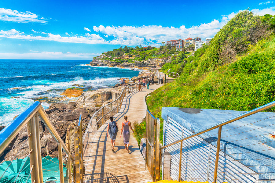 Bella Home Bondi Sea Coast Wooden Walk Path Print Canvas Ready to hang