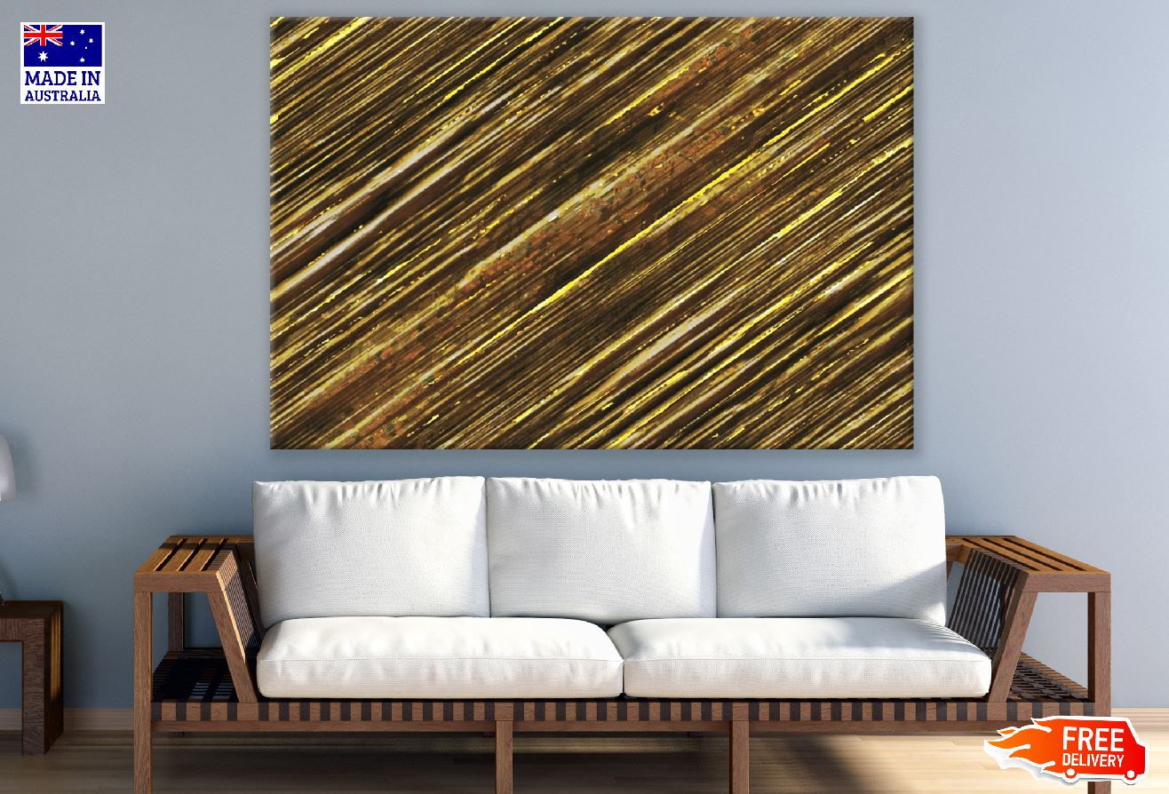 Yellow & Brown Lines Abstract Design Print 100% Australian Made