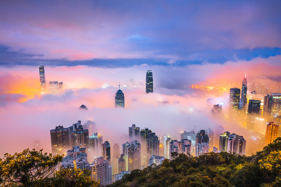 Cloud Night in Hong Kong Aerial Photograph Print 100% Australian Made