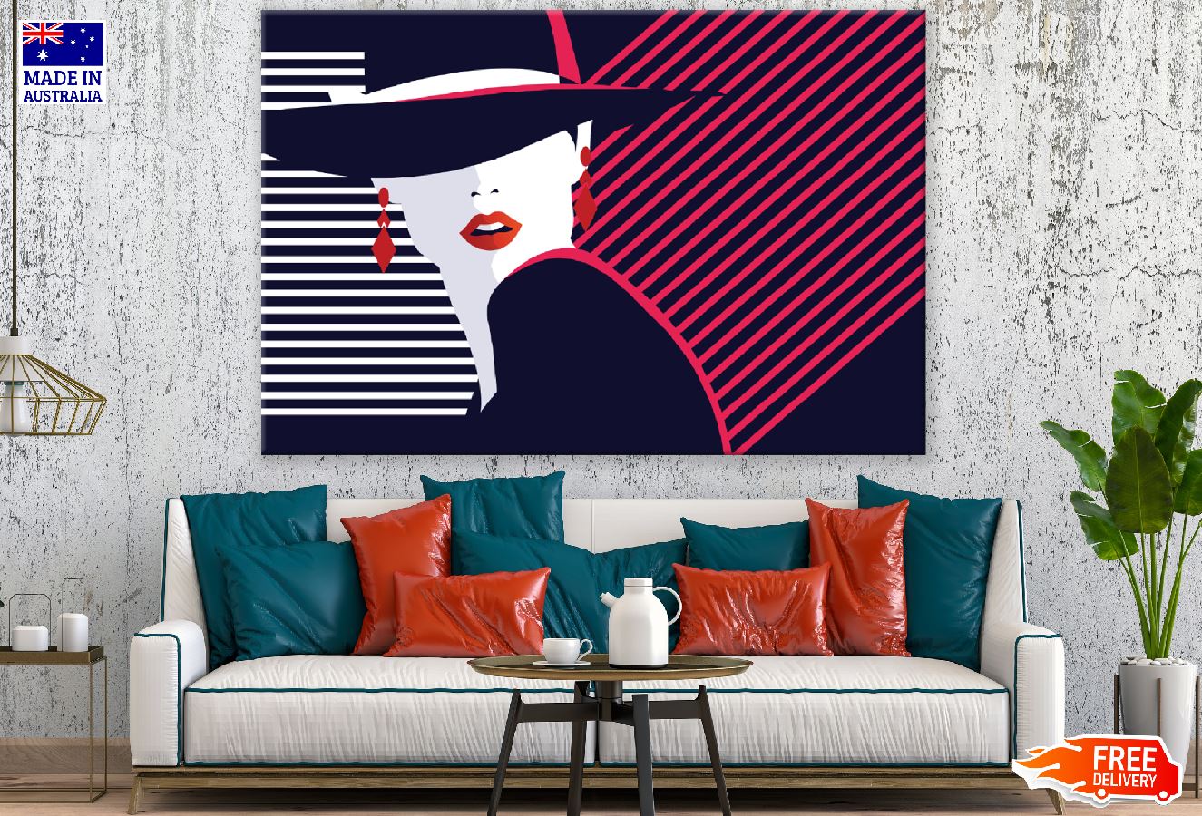 Fashion Woman with Hat Illustration Print 100% Australian Made