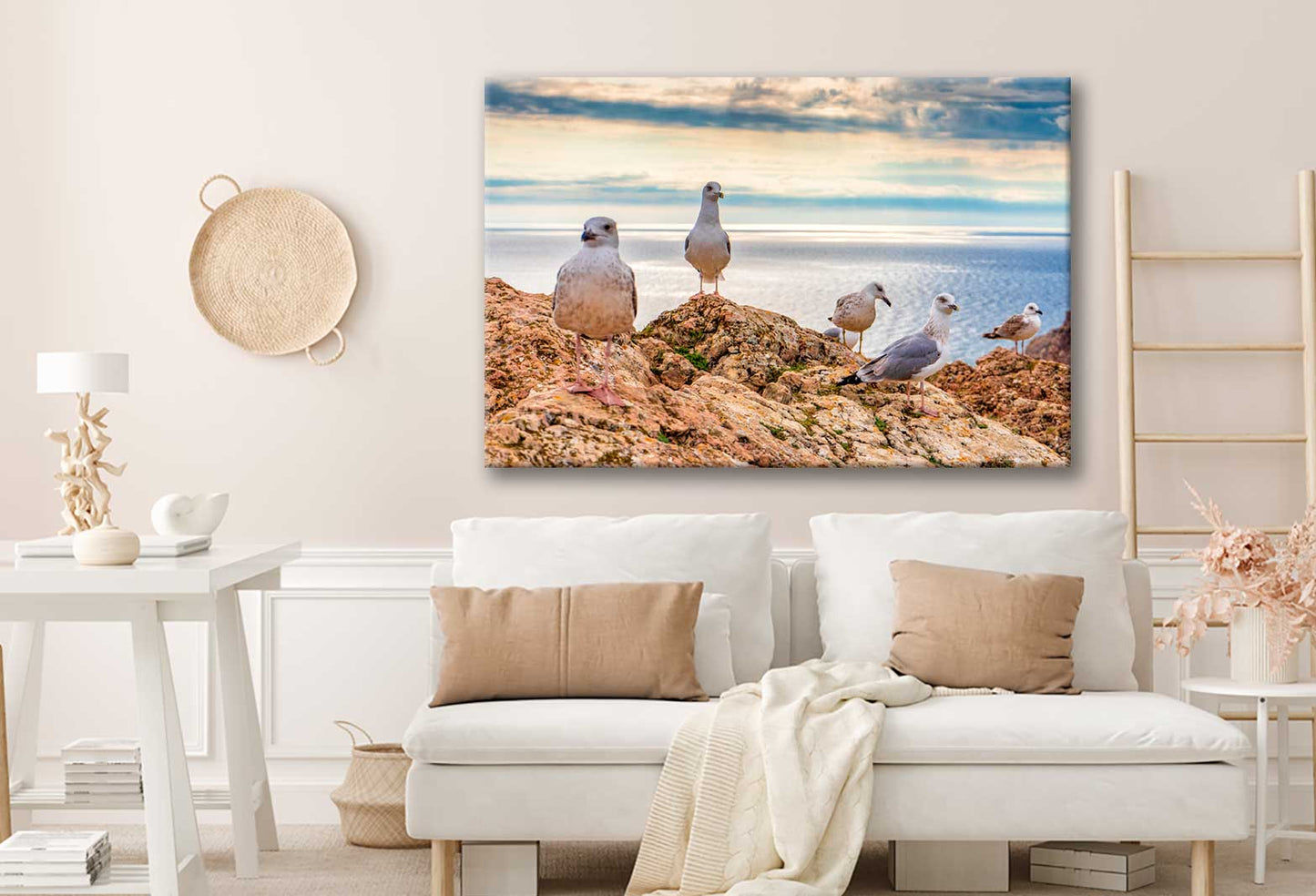 Bella Home Seagulls Sitting on Mountain Cliff Print Canvas Ready to hang