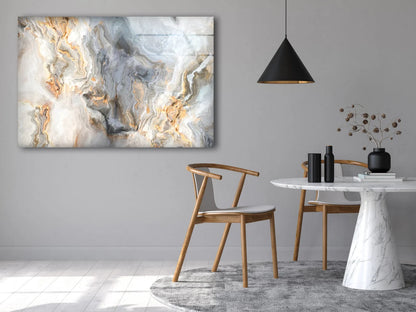 Gold Beige & Grey Abstract Design Acrylic Glass Print Tempered Glass Wall Art 100% Made in Australia Ready to Hang