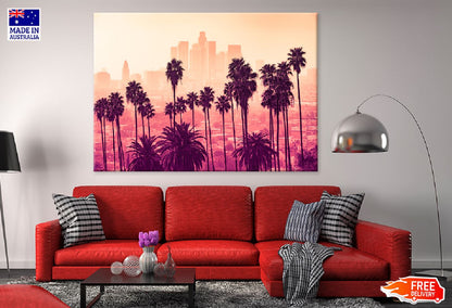 Palm Trees in Los Angeles City View Photograph Print 100% Australian Made