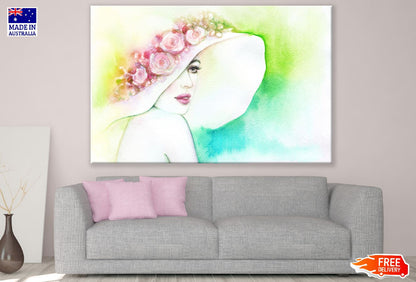 Woman with Rose Hat Abstract Watercolor Painting Print 100% Australian Made