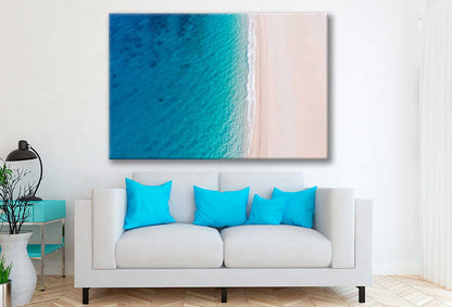 Bella Home White Sandy Sea View From Drone Print Canvas Ready to hang